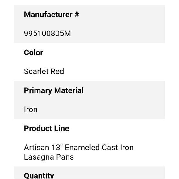 Crockpot Artisan 13" Enameled Cast Iron Lasagna Pan- Scarlet Red - Picture 7 of 10